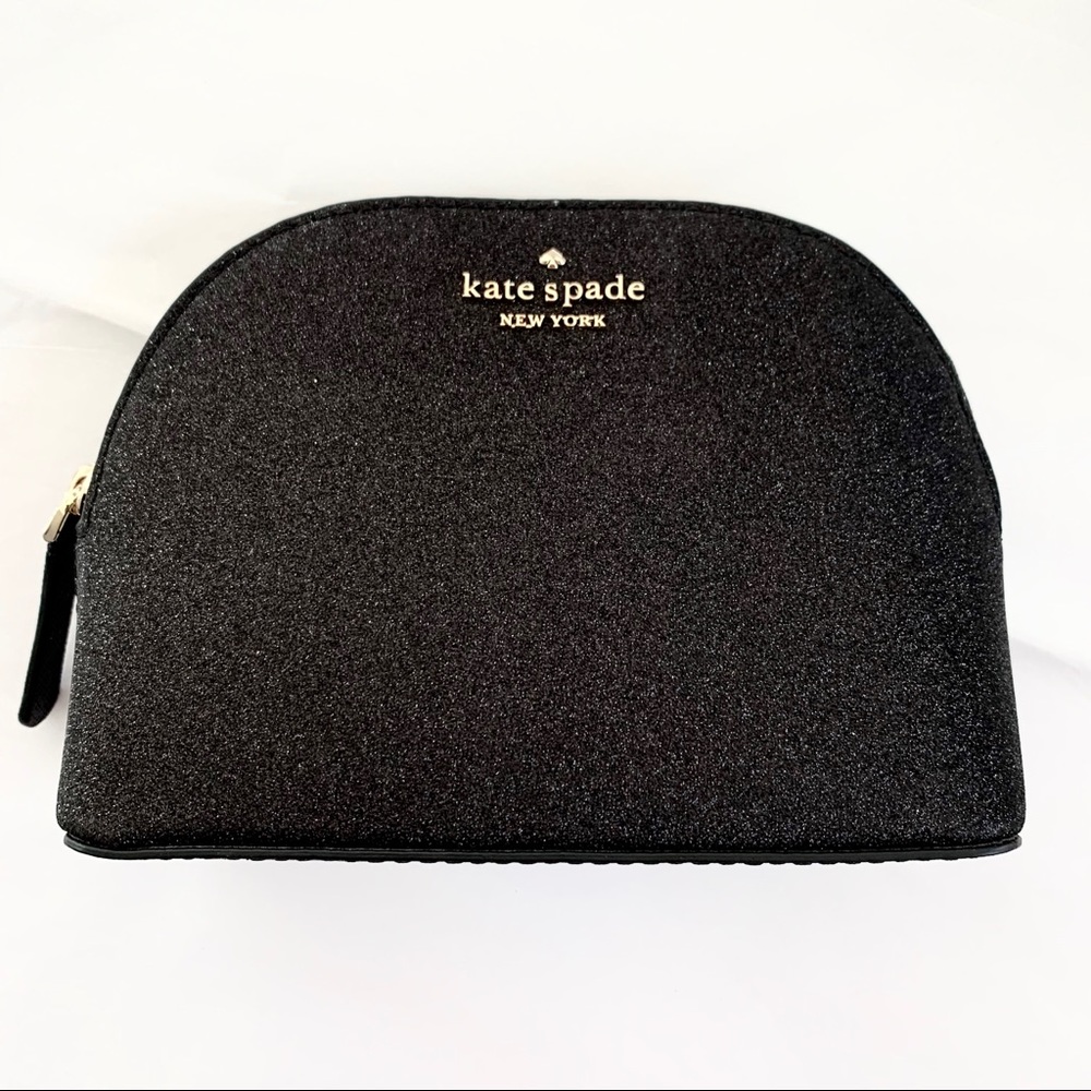SOLD ‼️ NWT Kate Spade glitter cosmetics bag black - Picture 3 of 6
